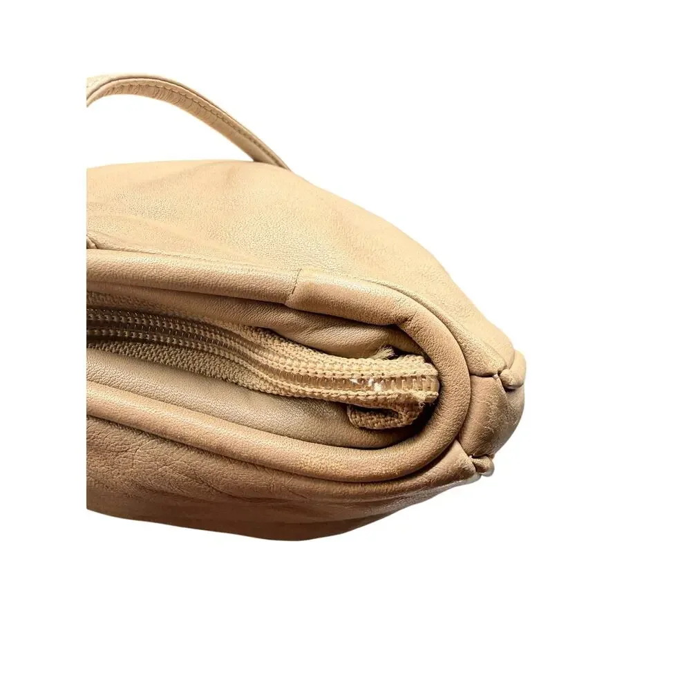 Etra Taupe Leather Slouchy Crossbody Clutch Bag Soft Minimalist